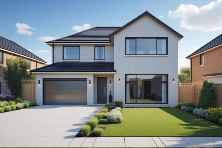 Modern house with integral garage