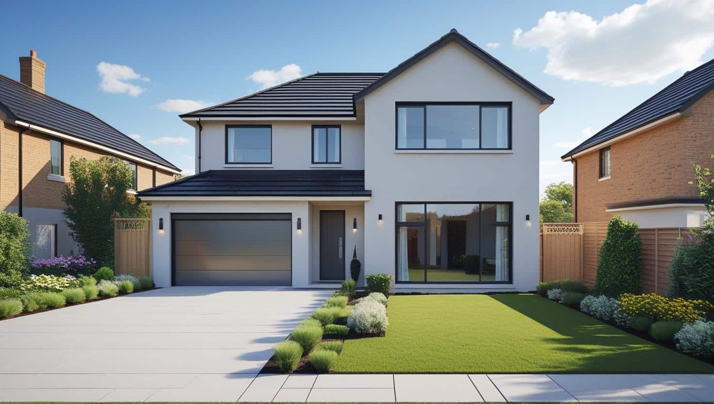 Modern house with integral garage