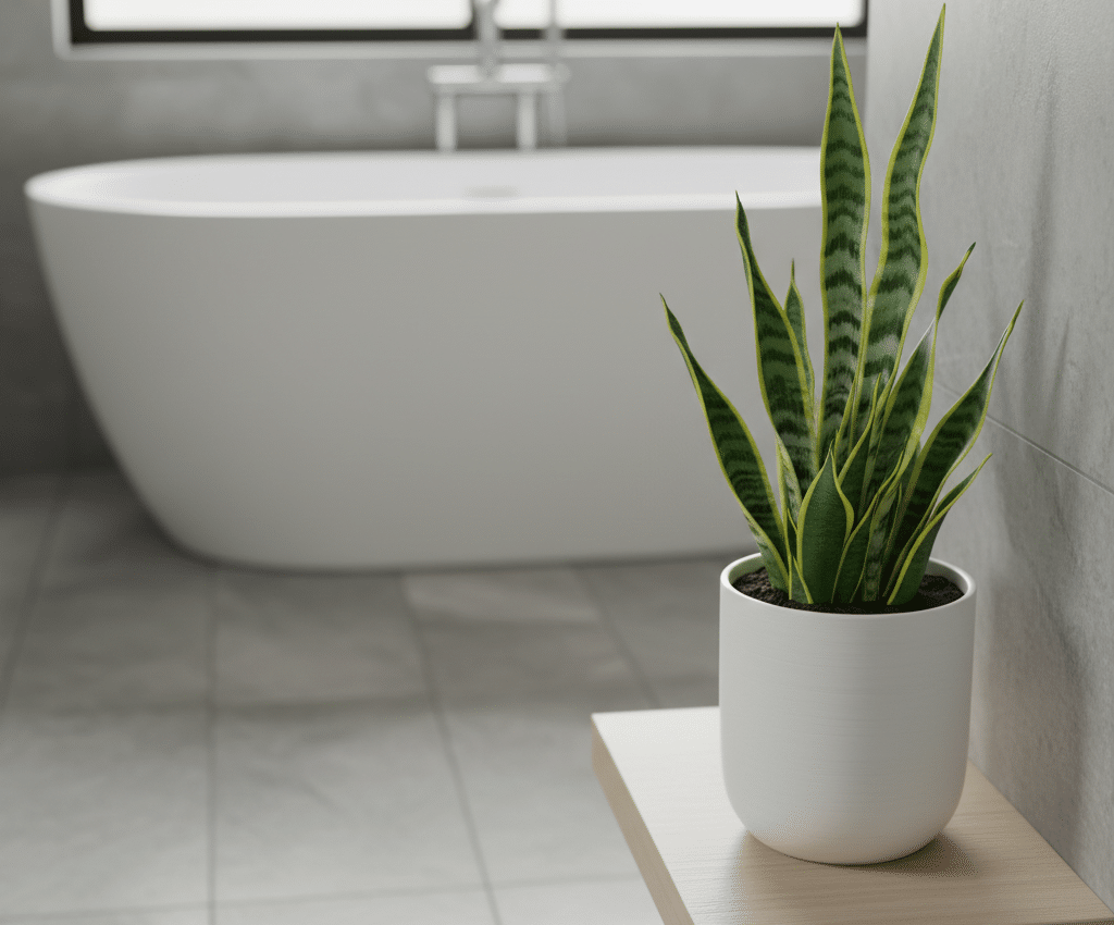 Snake plant in luxury bathroom image