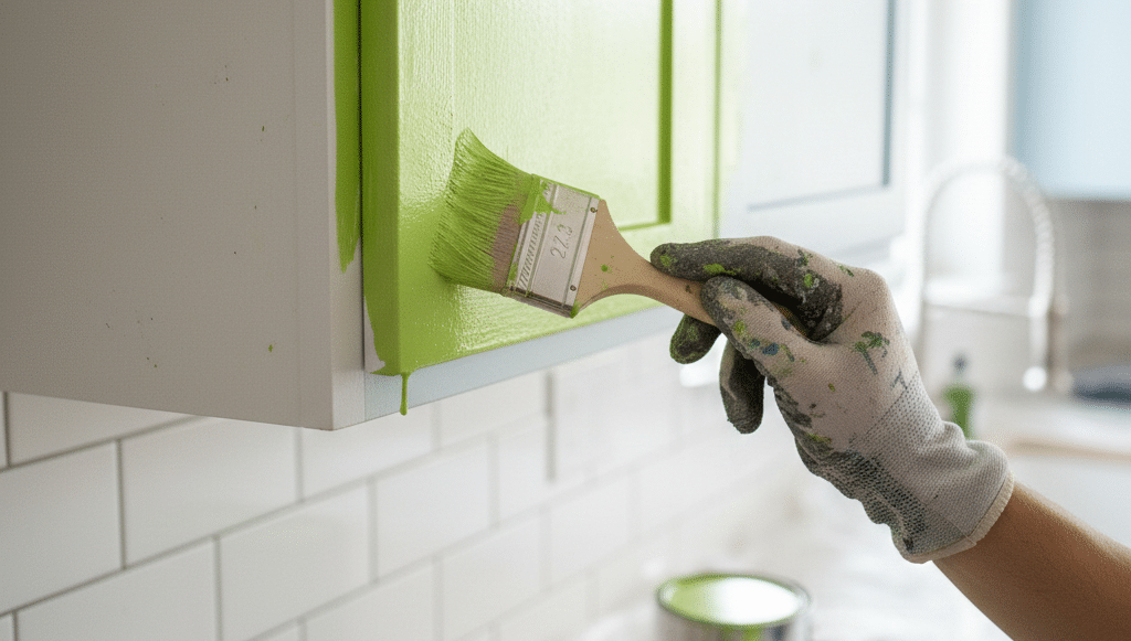 Kitchen refresh painting cupboards green image