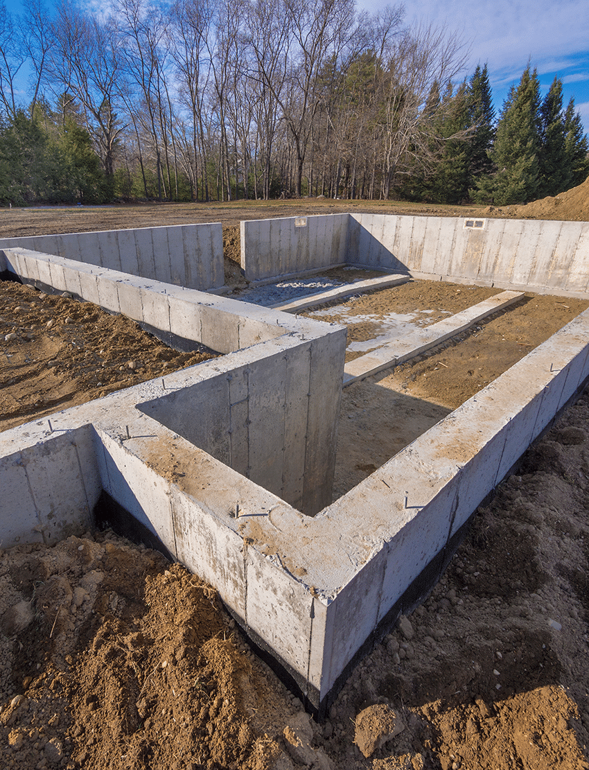 Poured concrete wall