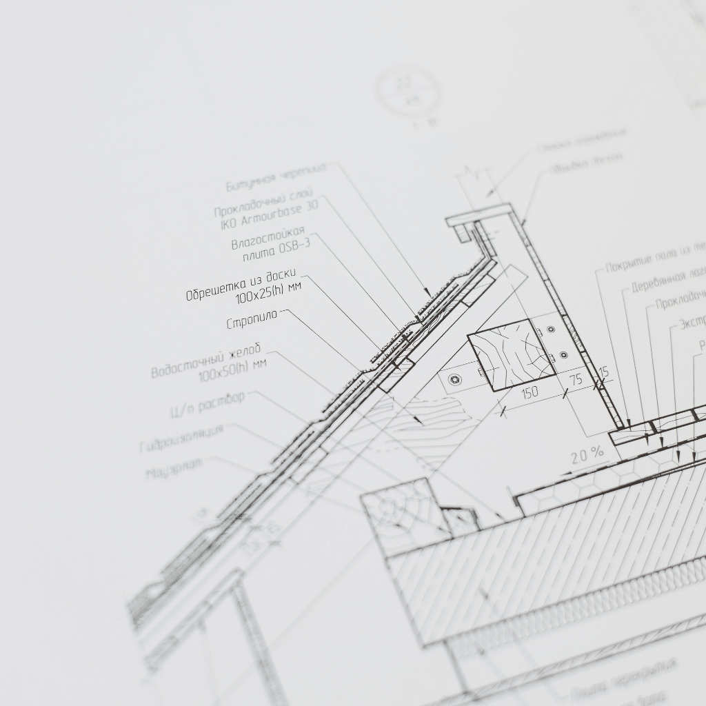 Technical drawing of sloping house roof